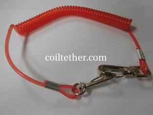 China Chrismas red hot selling PU spring string coil lanyard tether w/min trigger hooks on 2ends supplier