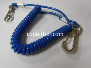 China Solid blue plastic flexible spring string coil bungee lanyard key coil protection for tool supplier