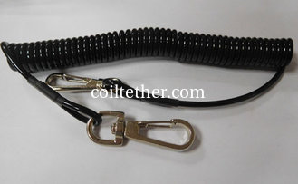 China Manufacturer direct offer plastic black spring spiral coil key chain tether using for safe supplier