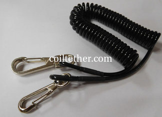China Black PU material made safety tether lanyard usually protection for valuable items tools supplier