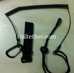 China Carabiner quick release tool coil lanyard w/fabric nylon cord&amp;velcro strap used anti-lost supplier