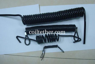 China OEM manufacturer in China custom design strong plastic sprial coil lanyard tethers black supplier