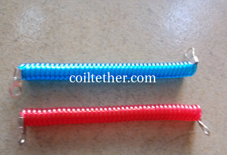 China Retractable safe spring hook coil lanyard tool tether for connecting 2pcs metal ring ends supplier