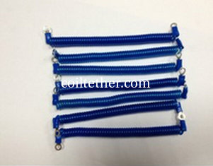 China Dark blue coiled tool lanyard leash with small metal eyelet end fittings anti-drop cords supplier
