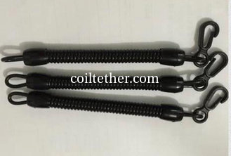 China Plastic Spring Clip Coiled Cord and Plastic Snap Hook All in Solid Black Color Good Fasteners supplier