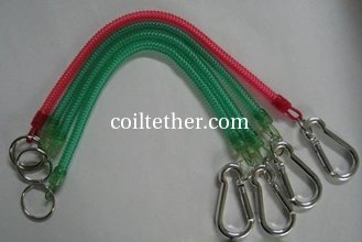 China Custom Silver Carabiner and Split Key Ring Attached Good Elastic Coil Chains supplier