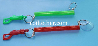 China Popular Red Green Color Trigger Snap Coil w/Sucker Security Lanyard Product supplier