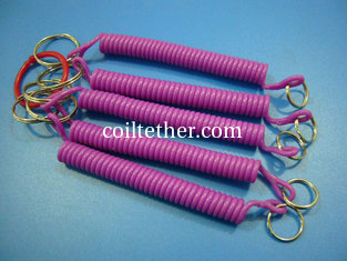 China Custom Solid Purple Stretchable 12cm Length Spiral Key Chain Holders supplier