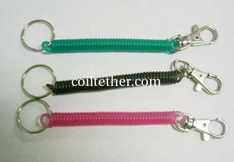 China Green Pink Black Popular Colors Plastic Spring Coil Tether Key Chains Cheap Price supplier