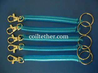 China Plastic Sky Blue Transparent Key-Clip Spiral Bungee Cord Key Chains supplier