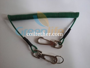 China Custom Special Solid Green Steel Cable Core Spiral Coil Tool Lanyard Reduce Lossing Risk supplier