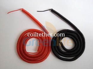 China Custom Special 1metre Long Red/Black Wire Reinforced Coiled Cable Safety Cord Leash supplier