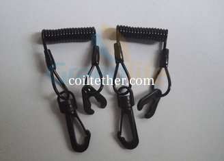 China Jet Ski Safety Hand Coiled  Tool Lanyard 3.0mm Line Diametre Solid Black Extendable Strap supplier