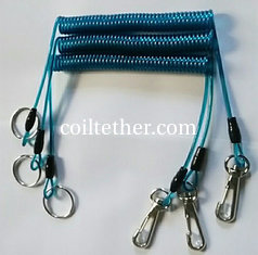 China High Security Wire Reinforced Stretch Coil Lanyard with Quick Release Snap Hook and Split Ring supplier