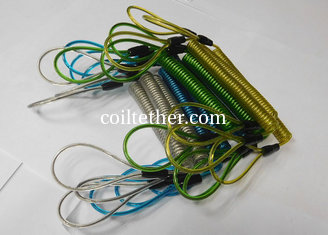 China Customized PU Colors Double Loops High Tension Spring Steel Wire Tool Lanyard Retainers supplier