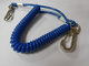 Beautiful Custom Blue Plastic Coil Safety Strap with Key Ring and Loop Size 2.5x10x120mm supplier