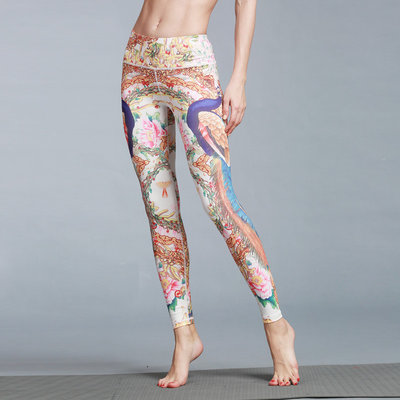 China CPG Global Women's Fitness Legging Sport Running Stretched Cropped Pants Yoga  Watercolor Print  High Quality HK47 supplier