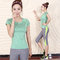 CPG Global Women 2017 Spring Summer Quick Dry 2 Pieces Set Stretched Sports Shirt  with Yoga cropped pants  TS41+P23 supplier