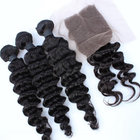 brazilian hair deep wave natural color virgin hair bundles with lace frontal closure