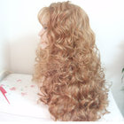 Blonde Synthetic Lace Front Wigs For White Women Curly Hair Texture In Stock