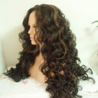 Handtied Kanekalon Fiber Lace Front Wigs Highlight Color Curly Hair Texture