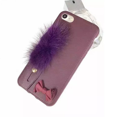 China PU Leather Natural Water Mink Hair Back Band Bow Pasted Cover Cell Phone Case For iPhone 7 6s Plus supplier