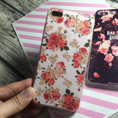 China PC+TPU Silk Skin Back Cover 3D Relief Painting Retro Flowers Pattern Cell Phone Case For iPhone 7 6s Plus supplier