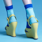 Custom logo, design ladies Blue cotton Crew Socks