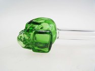 14cm Clean Tube with green skull head curved sweet puff glass pipes hand made Borosilicate glass bongs mini glass pipes