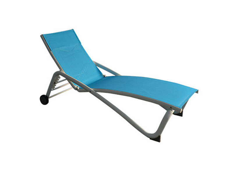 BMLQ14725 textilene lounger with wheels outdoor lounger with handrail