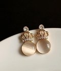 Fashion jewelry women shinning crown with diamond stud earring