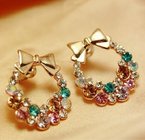 Fashion jewelry women shinning diamonds bowknot stud earring