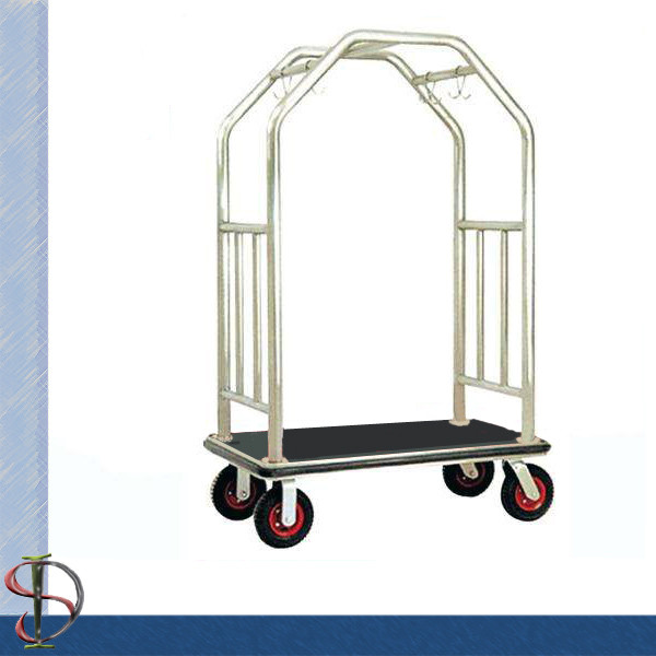 Hotel Luggage Cart / Chrome Round Bend Tube Luggage Trolley /Heavy-Duty Luggage Cart / Metal Luggage Trolley