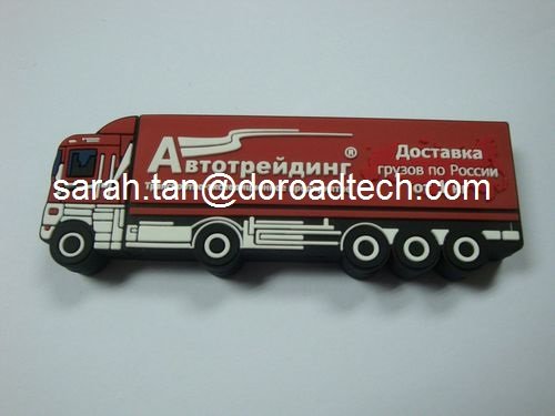 Customized Truck Shaped PVC USB Flash Drives, 100% Original and New Memory Chip