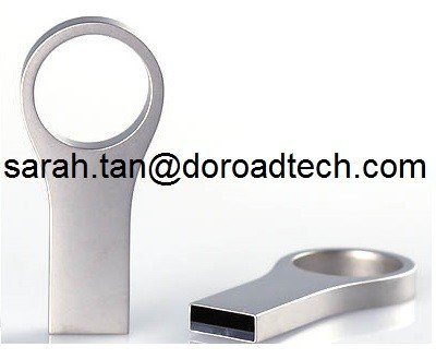 High Quality Real Waterproof Metal Silver USB Flash Drive Pen Drive with Key Ring