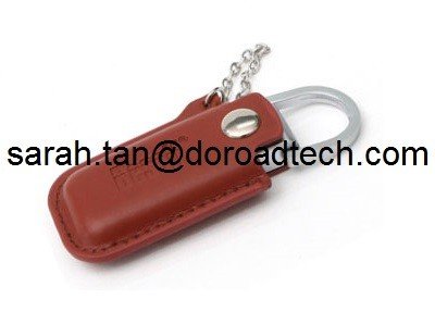Factory Wholesale Metal USB with Leather Case, USB 2.0 Leather USB Flash Drive for Gift