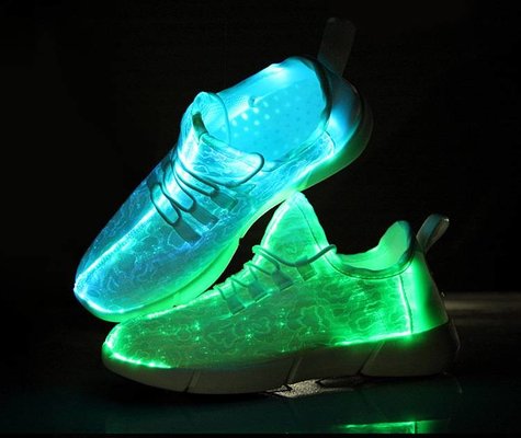 China 11 Rainbow Fiber Optic LED Shoes Light Up Led Sneakers Breathable Fiber Fabric supplier