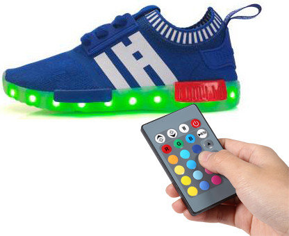 China Mesh Tenis Trainer Remote Control LED Shoes Full Size Low Top Flyknit For Kids supplier