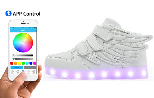 China Fashional App Controlled LED Shoes High Top Light Up Sneakers For Adults Breathable supplier