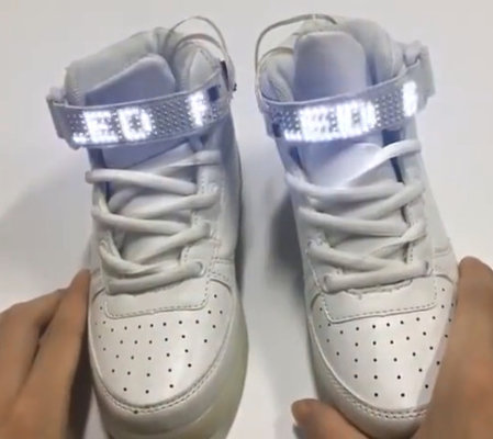 China Remote Control Led Screen Shoes , Rechargeable Womens High Top Light Up Shoes supplier