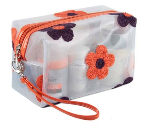 Fog flower women's organza cosmetic bag with large capacity, toiletry bag, wash bag