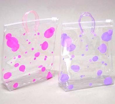 Clear transparent PVC portable cosmetic tote bag, ladies travel bag
