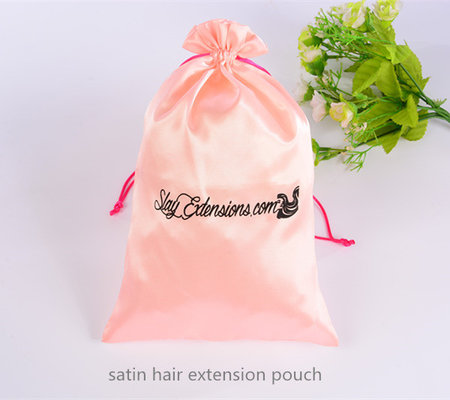 satin virgin hair extension bag, satin bag for hair package, satin hair drawstring bag