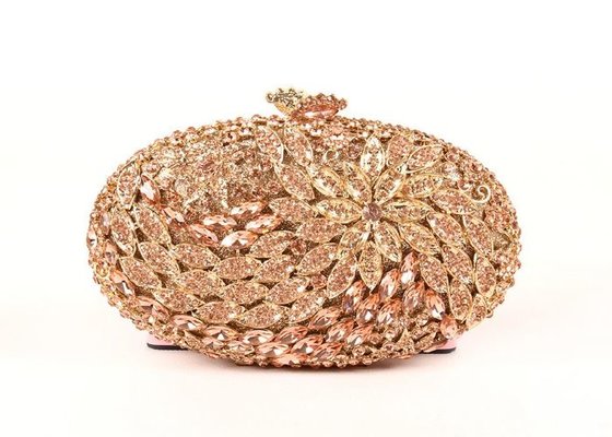 China Oval Shape Luxury Stone Clutch Bag  Bridal Wedding With Rose Crystal supplier