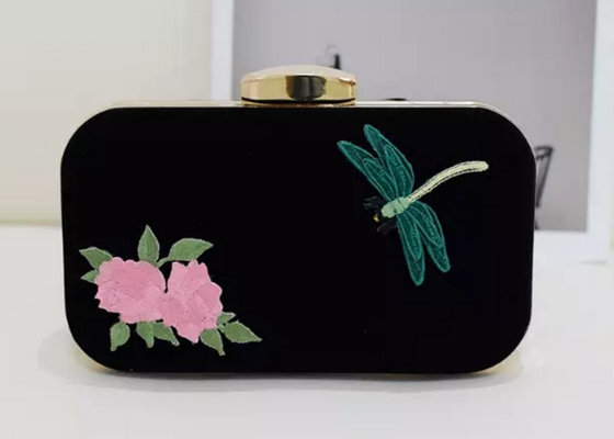 China Retro Peony Flower Embroidered Shoulder Bag , Dragonfly Pattern Personalised Clutch Bag supplier