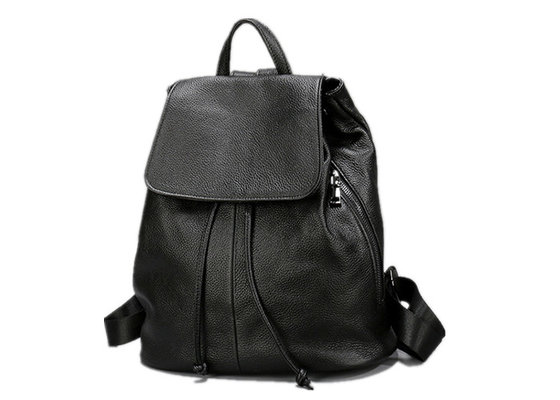 China Durable Large Space Black Color Womens Backpack Bags With Drawstring Closure supplier