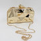 Fashion Lady Shine White And Gold Clutch Bag , Metal Box Purse With Long Chain supplier