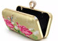 Gold PU Leather Embroidered Evening Bag Crossbody Multi Flower For Women supplier