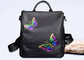 Fashion Institute Ladies Leather Backpack For Women , Butterfly Embroidery Printing supplier