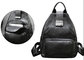 Casual Vintage Large Womens Backpack Bags , Lady Solid School Black Leather Rucksack supplier
